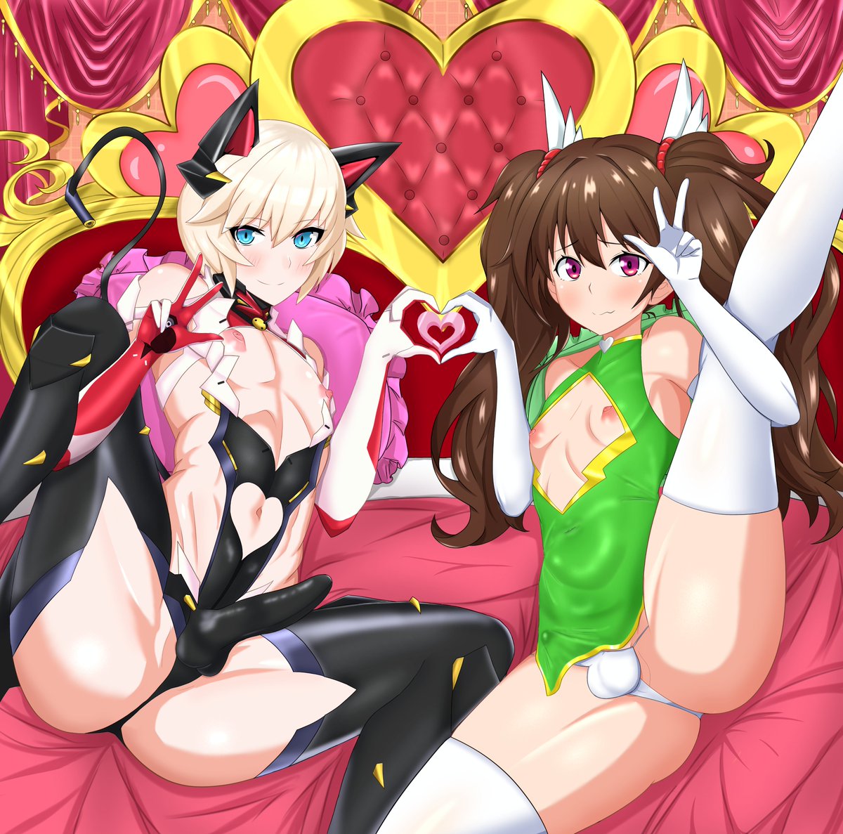 same_panda_x's tweet photo. 対魔忍RPG6周年おめでとうございます！
なお先輩(♂)と鹿ちゃん(♂)
#対魔忍RPG ＃対魔忍 https://t.co/r25Ue8Njn6