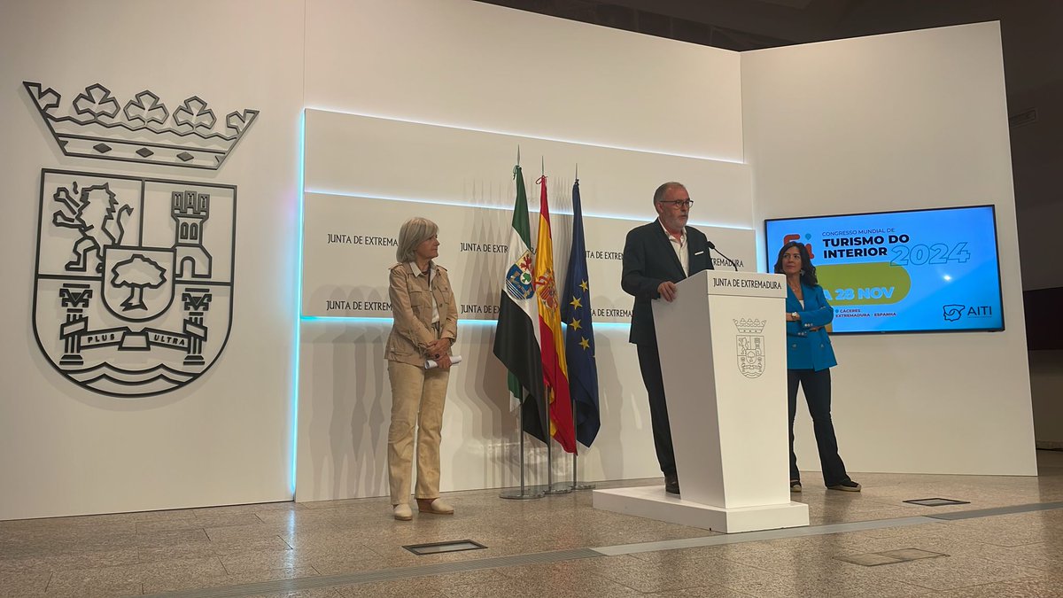 Orexco's tweet image. Rueda de prensa en Presidencia de la @Junta_Ex  &quot;Congreso Mundial de Turismo de Interior&quot;
[Cáceres del 26 al 28 de Nov 2024].
Con @victoriabazaga (Consejera de Turismo).
Dª María Esther Gutiérrez Morán (Vicepresidenta Diputación de CC)
Miguel Martins (Presidente AITI)