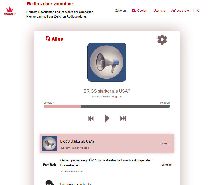 KnisterAudio's tweet photo. 📢 Es ist soweit: Radio von rechts.
Unsere Webapp #Knister ist seit heute auf Sendung!
Wir bündeln die bekannten rechten Audio-Formate tagesaktuell: Freie Auswahl.
Die Zugänglichkeit ist größer denn je - Jetzt liegt es an Euch, die Kunde zu verbreiten! https://t.co/Iv6wwD1bHV https://t.co/V7tBwxPfpZ