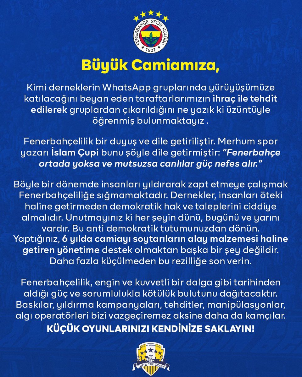 KÜÇÜK OYUNLARINIZI KENDİNİZE SAKLAYIN !!

#TaraftarİstifaBekliyor