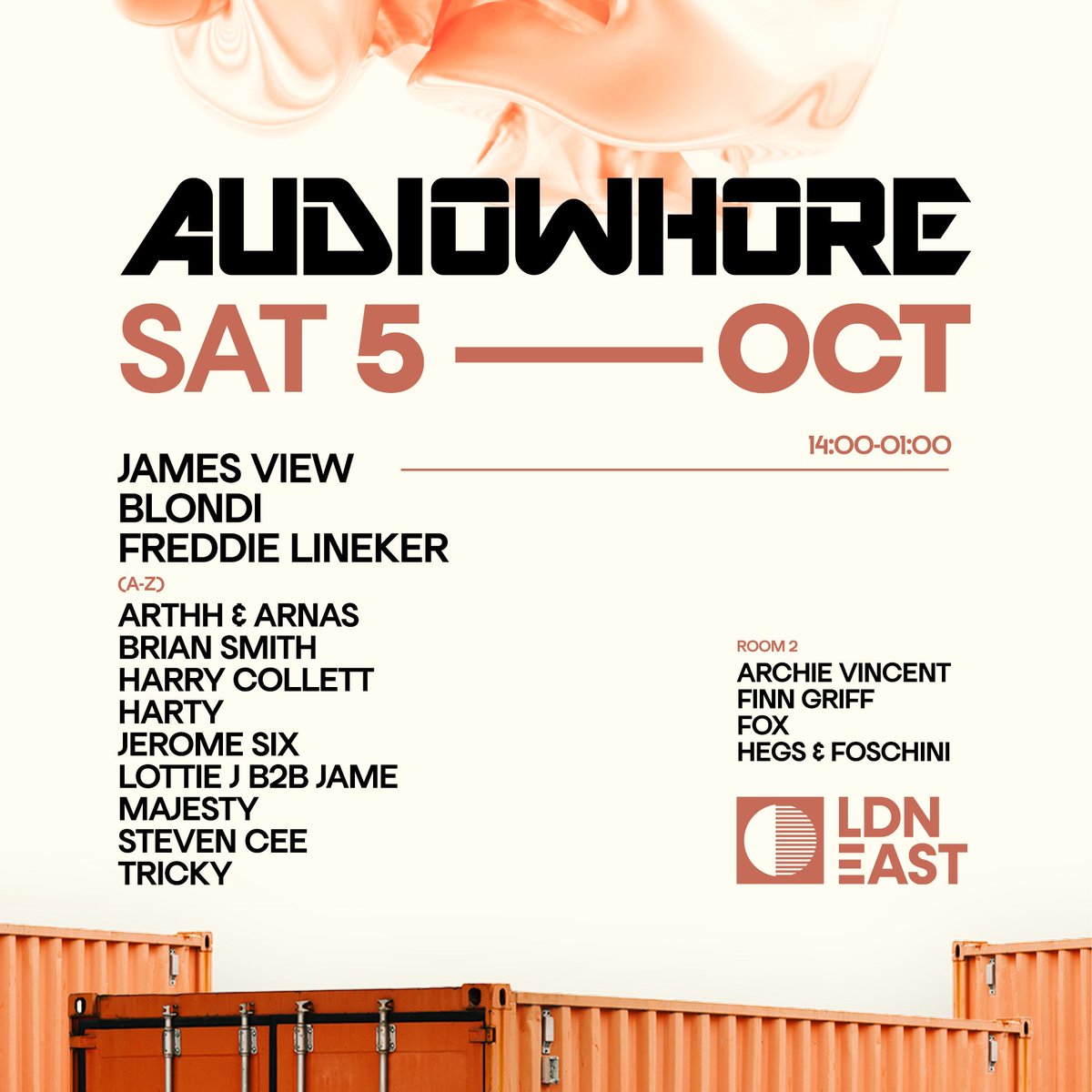 AudioWhore_'s tweet photo. Next weekend all roads lead to Audiowhore at Ldn East 🧭🔊🕺

Daytime raving is back! 🙌 11 hours of groovin incoming with an insane DJ lineup across not one but two dance floors! 🔥

🎟️ https://t.co/mfAcxguzBV

#housemusic #rave https://t.co/rdNJ3xcmYC