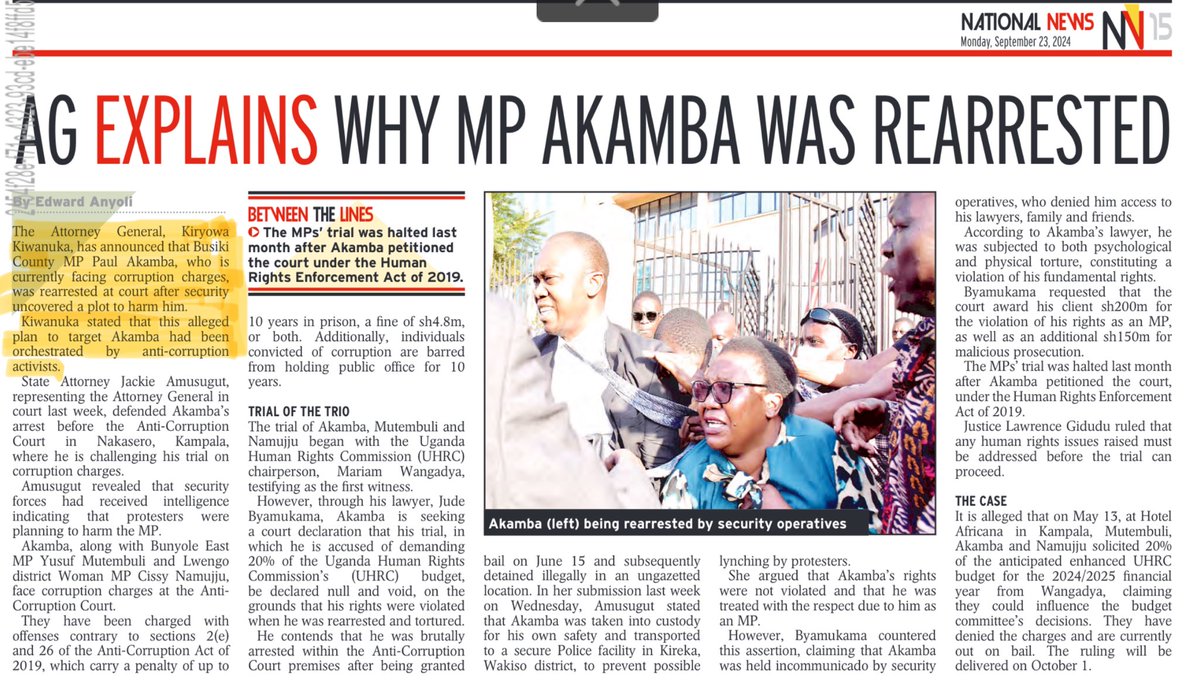 The violent and unlawful abduction of a bailed suspect by the State, on court premises is Aminism! Shame that this explanation was given in court same week as the Ben Kiwanuka Memorial Day! #RuleOfLaw.