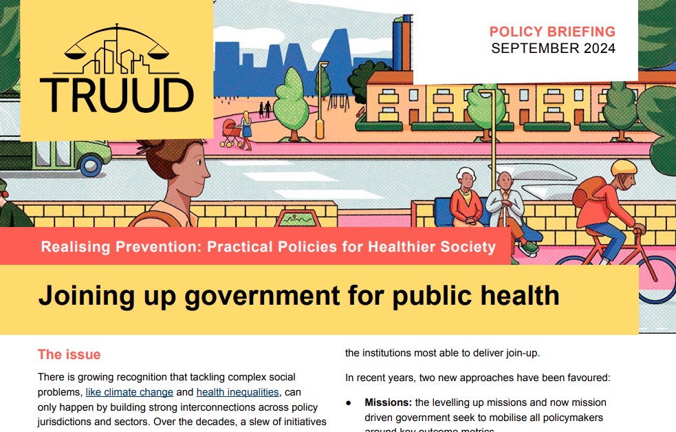 truud_research (@researchtruud) on Twitter photo How can government be joined up for public health?
We make three recommendations for first steps towards healthier cross-government working as part of our new practical policy briefing series.
<a href="/jacknewmanHE/">Jack Newman (On Bluesky: jacknewman.bsky.social)</a> <a href="/SarahAyres3/">Sarah Ayres</a> <a href="/bates_g/">Geoff Bates</a> Rachael McClatchey
bit.ly/3XtPEfG How can government be joined up for public health?
We make three recommendations for first steps towards healthier cross-government working as part of our new practical policy briefing series.
<a href="/jacknewmanHE/">Jack Newman (On Bluesky: jacknewman.bsky.social)</a> <a href="/SarahAyres3/">Sarah Ayres</a> <a href="/bates_g/">Geoff Bates</a> Rachael McClatchey
bit.ly/3XtPEfG