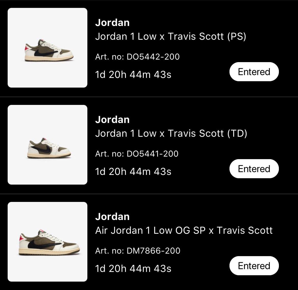 sns travis scott jordan 1 raffle
