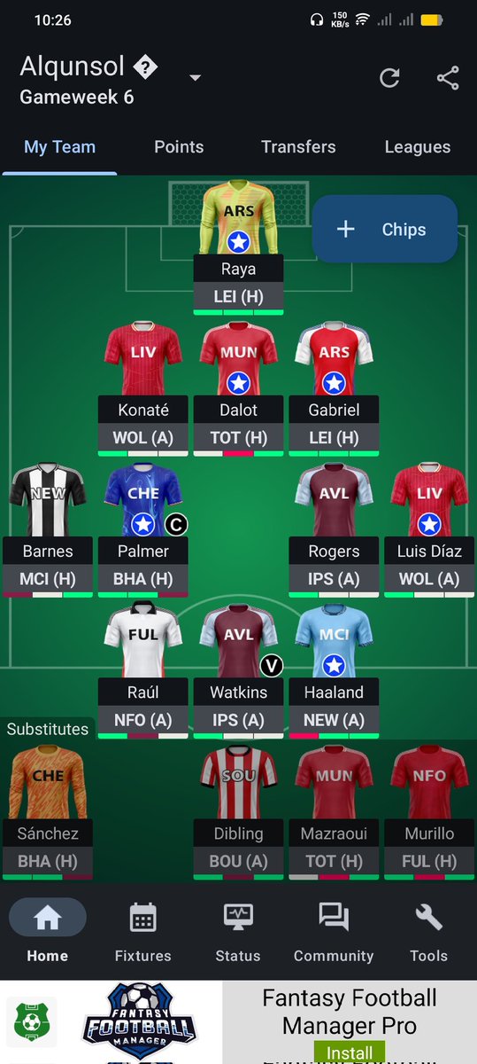 MAlqunsol's tweet photo. @FPL_Addict1 تشكيلتي https://t.co/We6dSEb4Ki