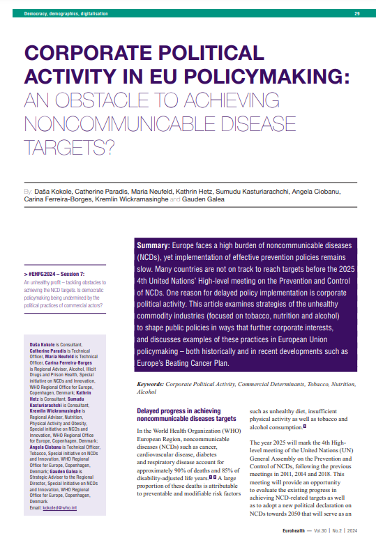 European Observatory on Health Systems & Policies (@obshealth) on Twitter photo Have you caught up with the ongoing <a href="/GasteinForum/">GasteinForum</a> <a href="/WHO_Europe/">WHO/Europe</a> session on NCD targets & policy-making? 👉 ehfg.live/stage/kursaal
📝 Read the related article by Daša Kokole et al in our new #Eurohealth: eurohealthobservatory.who.int/publications/i… #EHFG2024 #NCDs Have you caught up with the ongoing <a href="/GasteinForum/">GasteinForum</a> <a href="/WHO_Europe/">WHO/Europe</a> session on NCD targets & policy-making? 👉 ehfg.live/stage/kursaal
📝 Read the related article by Daša Kokole et al in our new #Eurohealth: eurohealthobservatory.who.int/publications/i… #EHFG2024 #NCDs