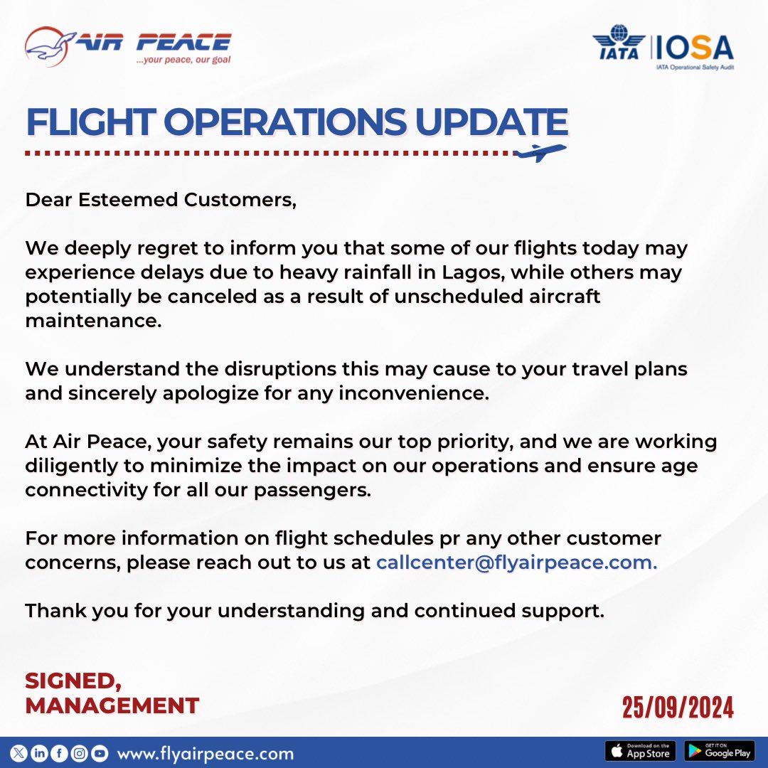 Air Peace tweet media