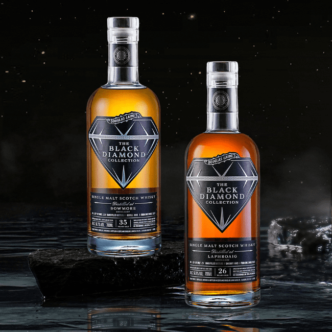 spiritsbusiness's tweet photo. Independent bottler Douglas Laing &amp; Co has released two rare single malts dubbed ‘The Queen &amp; King’ as part of its new Black Diamond Collection https://t.co/kseJowvggq https://t.co/cQ04LM5kkH