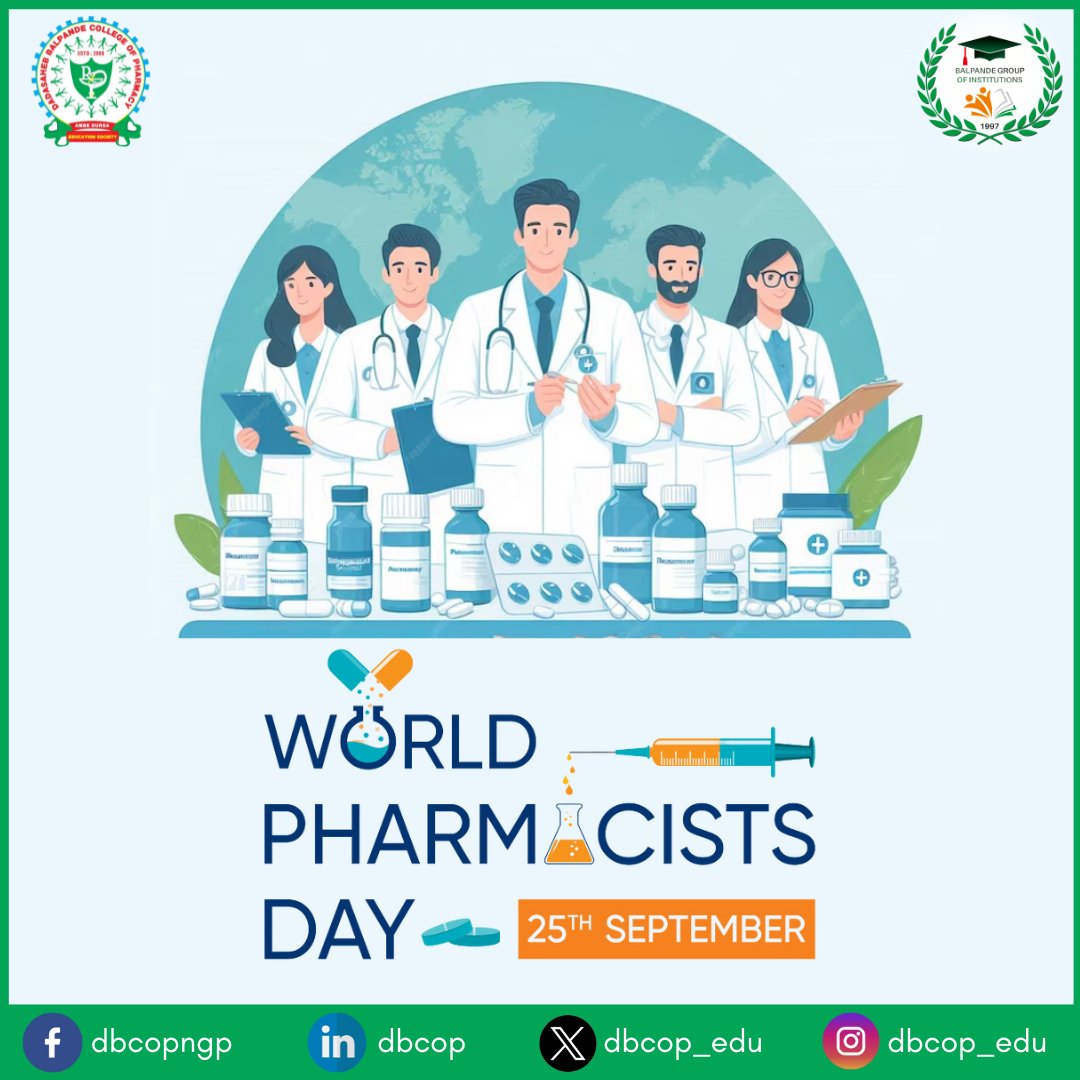 dbcop_edu's tweet photo. World Pharmacists Day recognizes pharmacists' vital role in ensuring our health and well-being.
On this #WorldPharmacistsDay, We thank all the pharmacists for their dedication to public health and their contribution to medication advancements.
#dbcop #nagpur #pharmacy https://t.co/GNxMhPB1A8