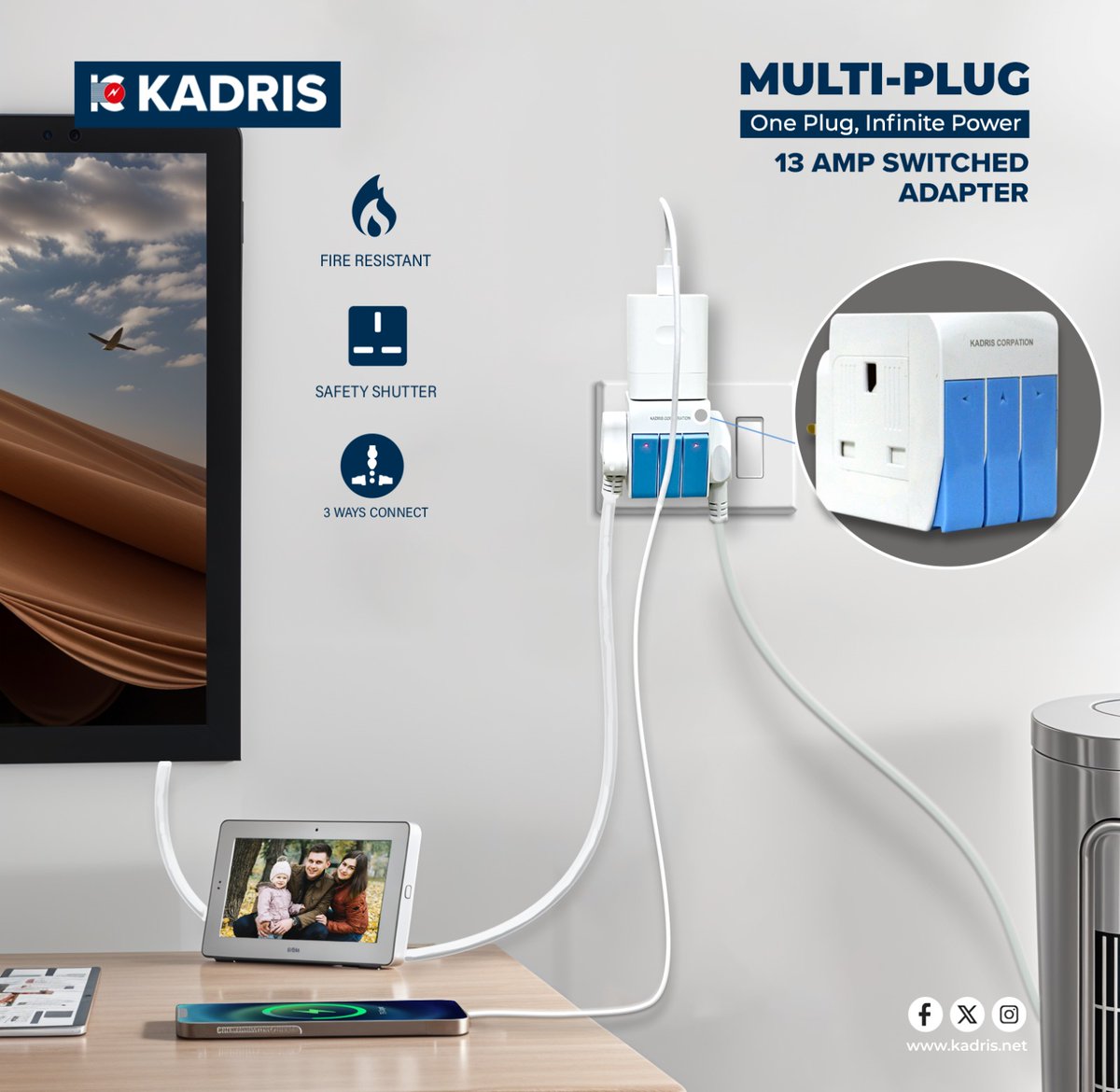 Kadrisae's tweet image. Control your power with ease! KADRIS 3-Way Multiplug Adapter gives you flexibility, convenience, and safety for all your devices.

#MultiplugAdapter #PowerControl #StayConnected #SmartLiving #HomeEssentials #TechConvenience #SwitchSmart #PowerUp #Energy #OrganizedLiving #Kadris