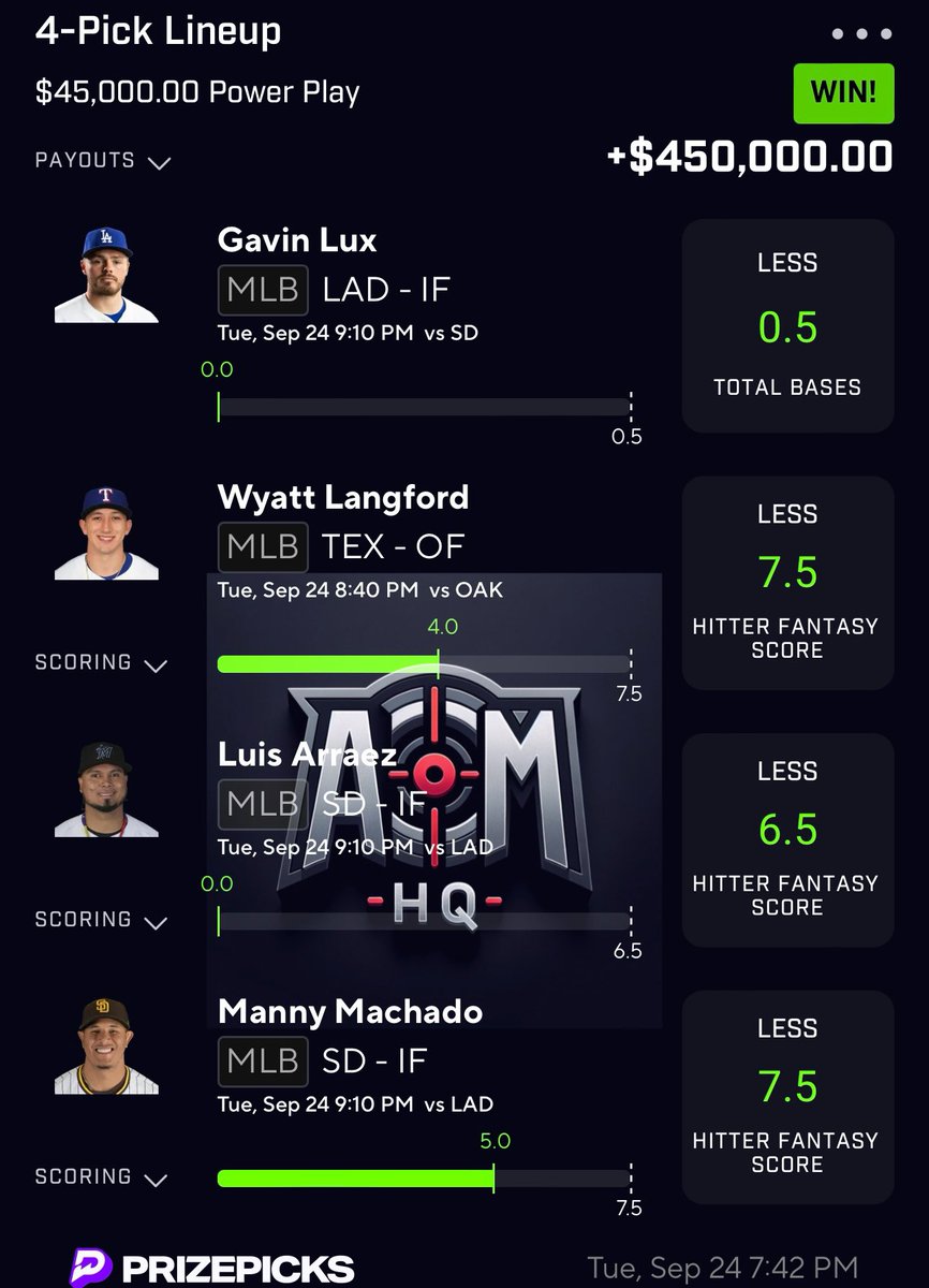 cdl_aim's tweet photo. PREMIUM CASHED A MLB 10x NUKE FOR $450,000🧘🏽‍♂️🪬👁️

Picking random followers to win $750 via Cashapp tomorrow morning who:

LIKES + RTs &amp; FOLLOWS❤️

👇🏼JOIN PREMIUM NOW FOR MORE NUKES
https://t.co/0mtnLYwtSz

#GamblingX #GamblingTwitter #AimsHQ #PrizePicks #PrizePicksMLB https://t.co/zWLyDClp6P
