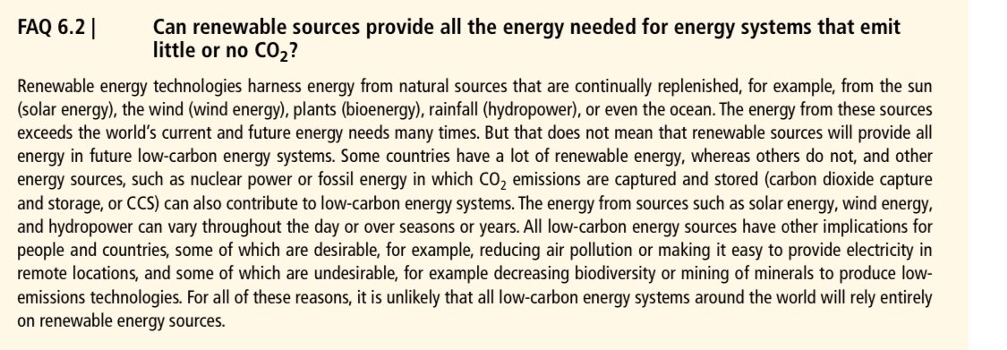 4/n Cf le GIEC lui même dans son rapport AR6 rappelle les raisons pour lesquelles il est « unlikely that all low carbon energy systems around the world will rely entirely on renewable energy sources » ipcc.ch/report/ar6/wg3…