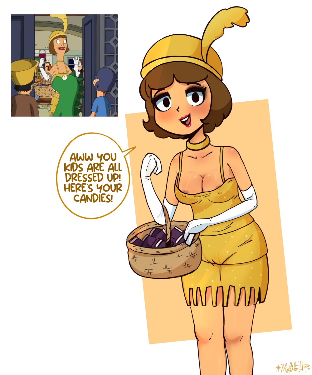 AtMalibuHour's tweet photo. Bob's Burger Halloween qt

Imagine this: You're trick-or-treating as a kid, you roll up to this wealthy home. Knocked on the door and came a young lady with bazongas like crazy.

One hell of a party she was having 🤯

#bobsburger #fanart #drawing #artwork https://t.co/mFQXx1N90M