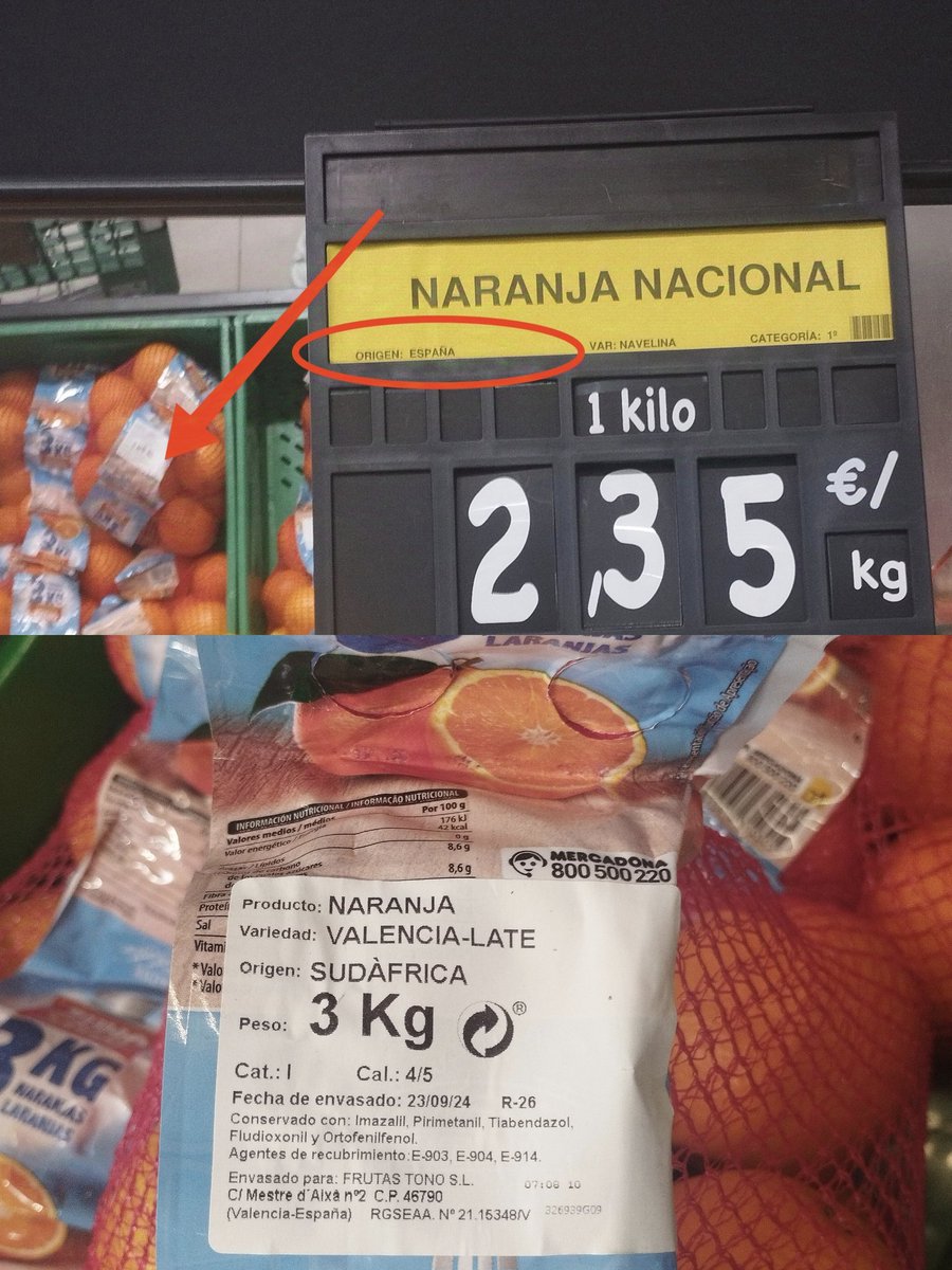 Hola <a href="/Mercadona/">Mercadona</a> de Valdemorillo (Madrid).
Conque NARANJA NACIONAL...
ORIGEN: SUDÁFRICA.