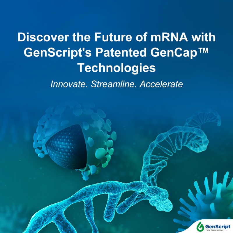 GenScript's tweet photo. 🔬🧬 Discover the Future of mRNA with GenScript's Patented GenCap™  Technologies.
#GenScript #mRNA #GenCap #Biotechnology #IVTmRNA #circRNA
