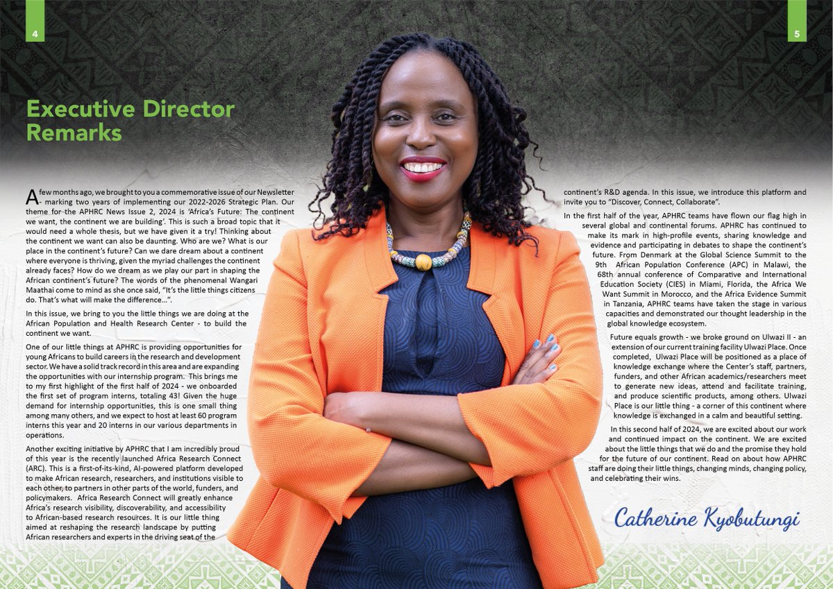 “In the first half of the year, APHRC teams have flown our flag high in several global and continental forums. APHRC has continued to make its mark in high-profile events, sharing knowledge and evidence and participating in debates to shape the continent’s future...”