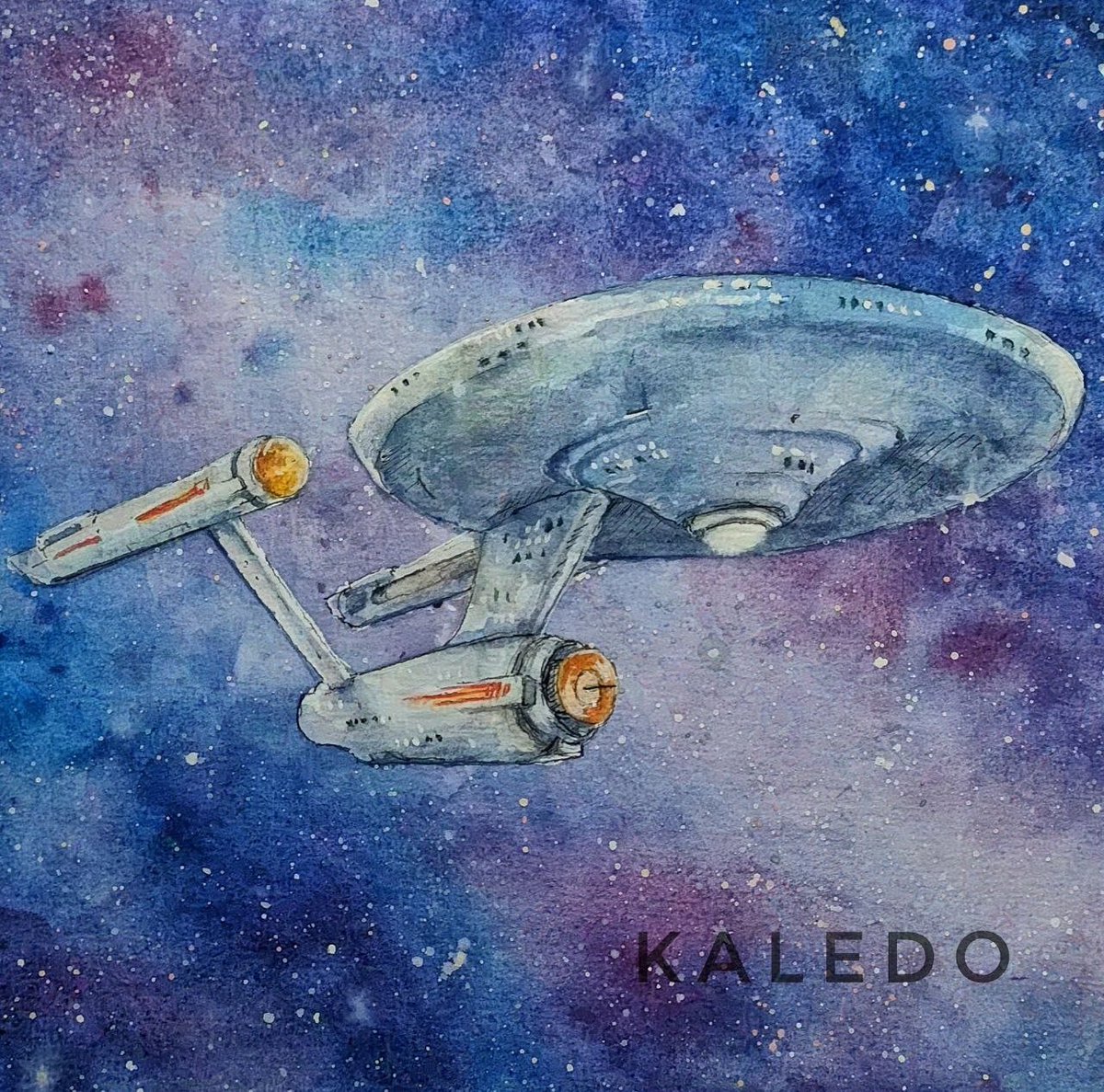 kaledo69's tweet image. Enterprise from Star Trek.
Watercolors on paper
#startrek #fanart #Watercolors