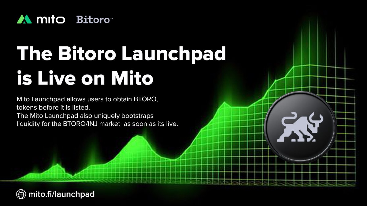 SashaVolkoff1's tweet photo. 📢Bitoro launches on @MitoFinance Launchpad🚀

@Bitoro_HQ is a leveraged trading protocol and liquidity aggregator for the perpetual futures market.
Mito Launchpad allows users to obtain $BTORO, tokens before it is listed.

👉https://t.co/YBS6LrPii7

#Bitoro #Injective $INJ https://t.co/0Tb2BOd549