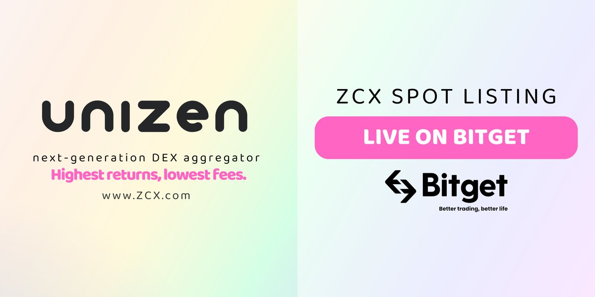 unizen_io's tweet photo. Big news! We’re excited to announce that $ZCX will be listed on @bitgetglobal! 🎉

Trading starts on Sep 25th at 10:00 AM (UTC). 

Official exchange listings boost liquidity and makes $ZCX more accessible to a wider audience. As Unizen’s DEX aggregator expands and $ZCX, the native token for both Unizen and @zen_chain, continues to grow in adoption, these listings play a vital role in boosting our token’s reach.

Stay tuned for more updates!