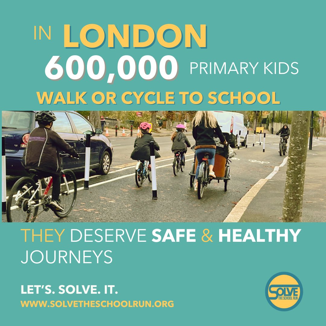 It’s #cycletoschoolweek and we are taking inspiration from the 600,000 London primary kids who ALREADY walk or cycle to their school (that’s 75%…)

Let’s give them safe and healthy journeys….

#saferoutes #cleanair #schoolrun  #walking #cycling