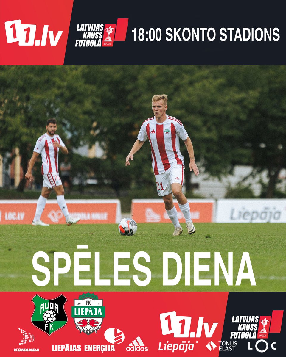 LiepajaFK's tweet photo. Šodien spēlējam izbraukumā pret @fkauda @viensviensLV Latvijas kauss futbolā 2024 - 1/2 finālu. Spēles sākums 18:00 Skonto stadionā, ja netiec klātienē, spēli iespējams bezmaksas skatīties https://t.co/vBlQxJGAzS https://t.co/SERYb49aef
