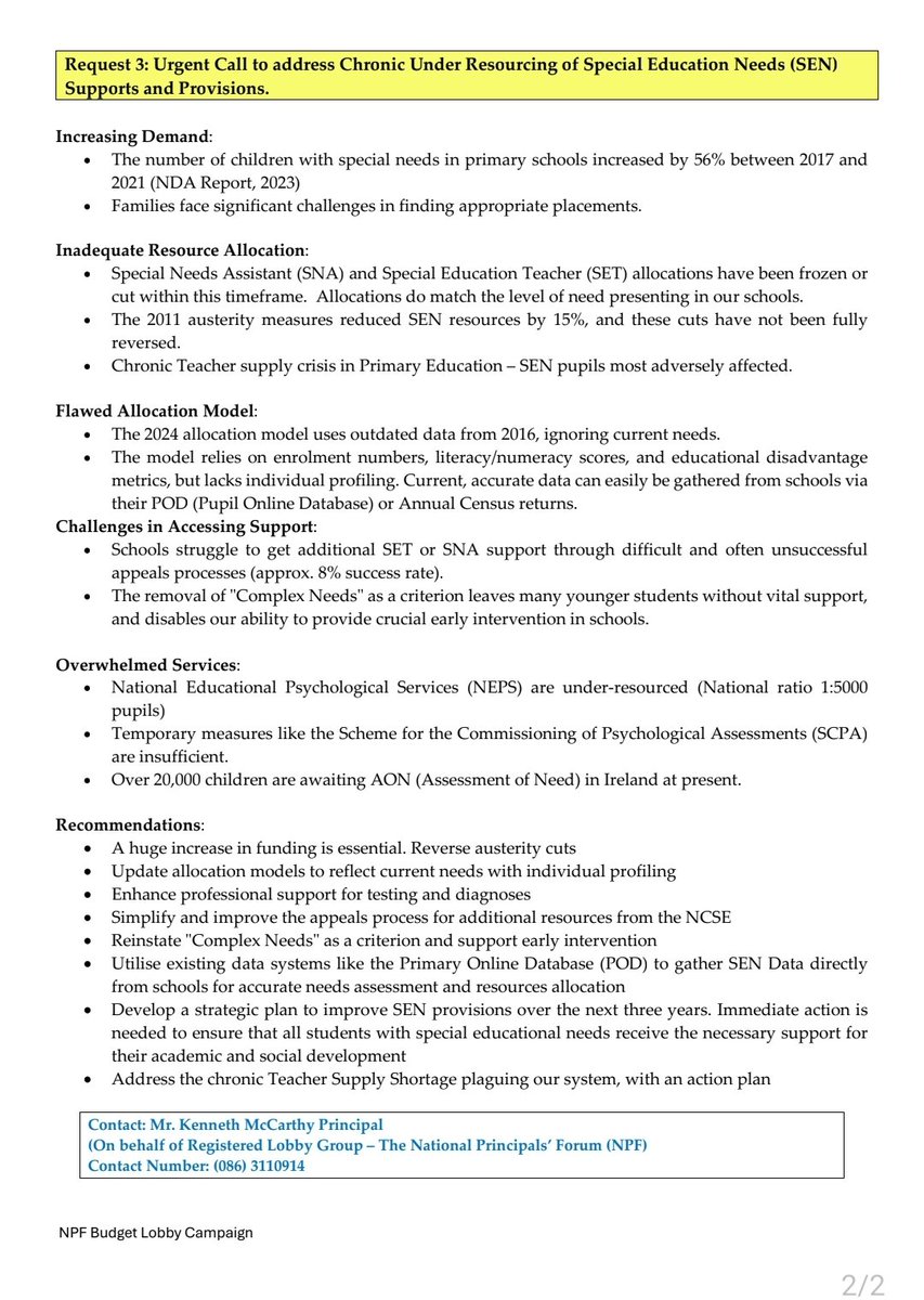 National Principals' Forum (@forumteaching) on Twitter photo <a href="/ForumTeaching/">National Principals' Forum</a> Budget '25 Lobby Campaign
#PrioritiseEducation #InvestInOurChildren <a href="/Education_Ire/">Department of Education and Youth</a> <a href="/NormaFoleyTD1/">Norma Foley T.D</a> <a href="/1Hildegarde/">Hildegarde Naughton</a> <a href="/rodericogorman/">Roderic O’Gorman TD</a> <a href="/AnneRabbitte/">Anne Rabbitte</a> <a href="/SimonHarrisTD/">Simon Harris TD</a> <a href="/INTOnews/">INTO (Irish National Teachers' Organisation)</a> <a href="/IPPN_Education/">IPPN</a> <a href="/CatholicPrimary/">CPSMA</a> <a href="/EducateTogether/">Educate Together</a> <a href="/ncseirl/">NCSE</a> <a href="/carlobrien/">carlobrien</a> <a href="/emma_okelly/">emma o kelly</a> <a href="/maireadcleary7/">Mairéad Cleary</a> <a href="/ForumTeaching/">National Principals' Forum</a> Budget '25 Lobby Campaign
#PrioritiseEducation #InvestInOurChildren <a href="/Education_Ire/">Department of Education and Youth</a> <a href="/NormaFoleyTD1/">Norma Foley T.D</a> <a href="/1Hildegarde/">Hildegarde Naughton</a> <a href="/rodericogorman/">Roderic O’Gorman TD</a> <a href="/AnneRabbitte/">Anne Rabbitte</a> <a href="/SimonHarrisTD/">Simon Harris TD</a> <a href="/INTOnews/">INTO (Irish National Teachers' Organisation)</a> <a href="/IPPN_Education/">IPPN</a> <a href="/CatholicPrimary/">CPSMA</a> <a href="/EducateTogether/">Educate Together</a> <a href="/ncseirl/">NCSE</a> <a href="/carlobrien/">carlobrien</a> <a href="/emma_okelly/">emma o kelly</a> <a href="/maireadcleary7/">Mairéad Cleary</a>