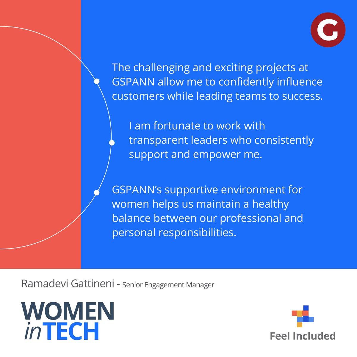 gspanntech's tweet photo. TW Version : Meet Ramadevi Gattineni, an engagement manager at #GSPANN who thrives on solving customer challenges with a smile!

Her leadership, tech expertise, &amp; work-life balance make GSPANN a great place for #WomenInTech!

#LetsCoCreate #FeelIncluded #Diversity #Inclusion https://t.co/X0Jg9cCGaL