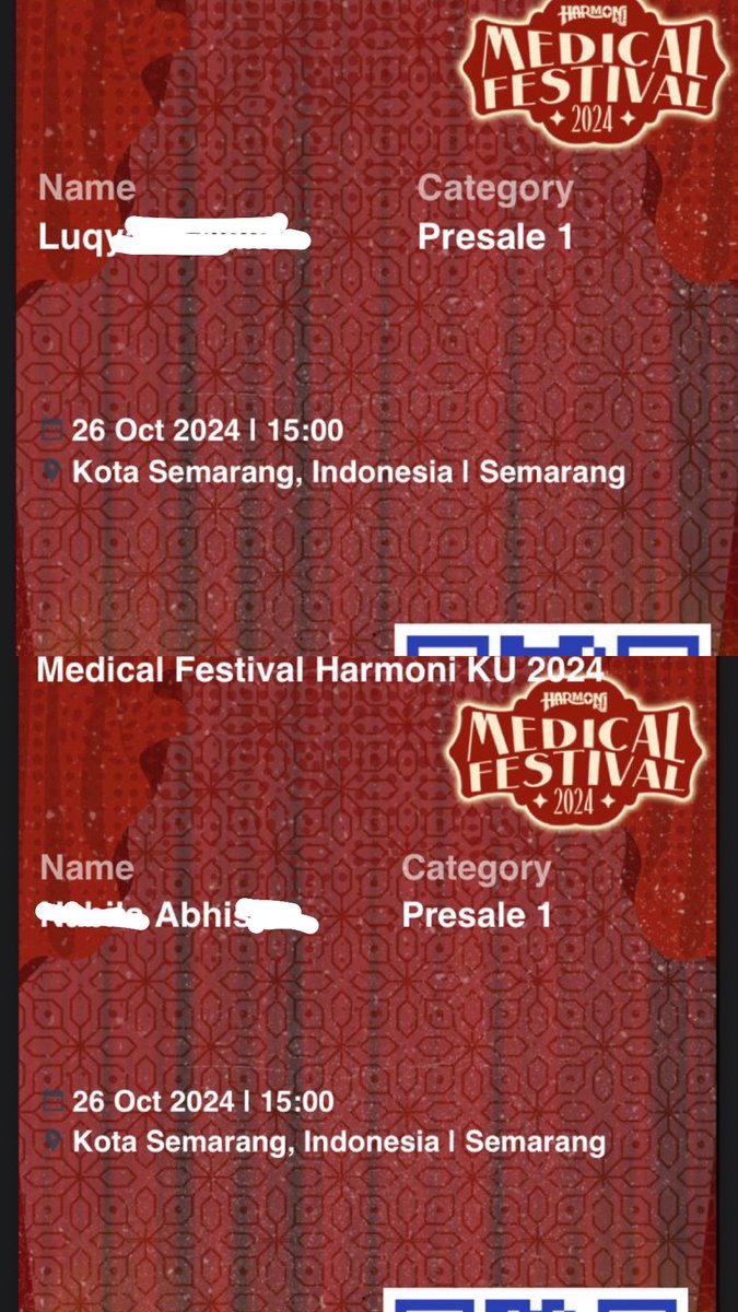 wts medical fest harmoniku beli di presale 1 145k boleh nego aja plisss
ada juicy luicy, hivi, nidji, mahalini, dll
