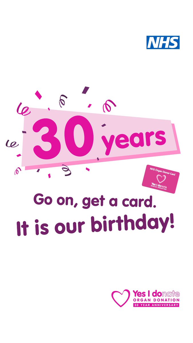 It’s Day 3 of Organ Donation Week and as we’re celebrating 30 years of the Organ Donor Card and the lives changed and impacted by organ and tissue transplantation remember to discuss your donation wishes with your loved ones.

💕👁️🦴💕👁️🦴💕👁️🦴💕👁️🦴💕

#OrganDonationWeek