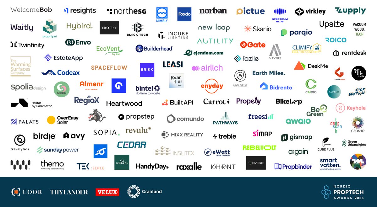 😍 The 2025 Nordic PropTech Awards nominees were revealed at the Oslo PropTech Summit, with over 100 innovative startups across the Nordics. Finalists will be announced in November at Slush 2024. 

🔗 Check here: nordicproptechawards.com/nominees-2025