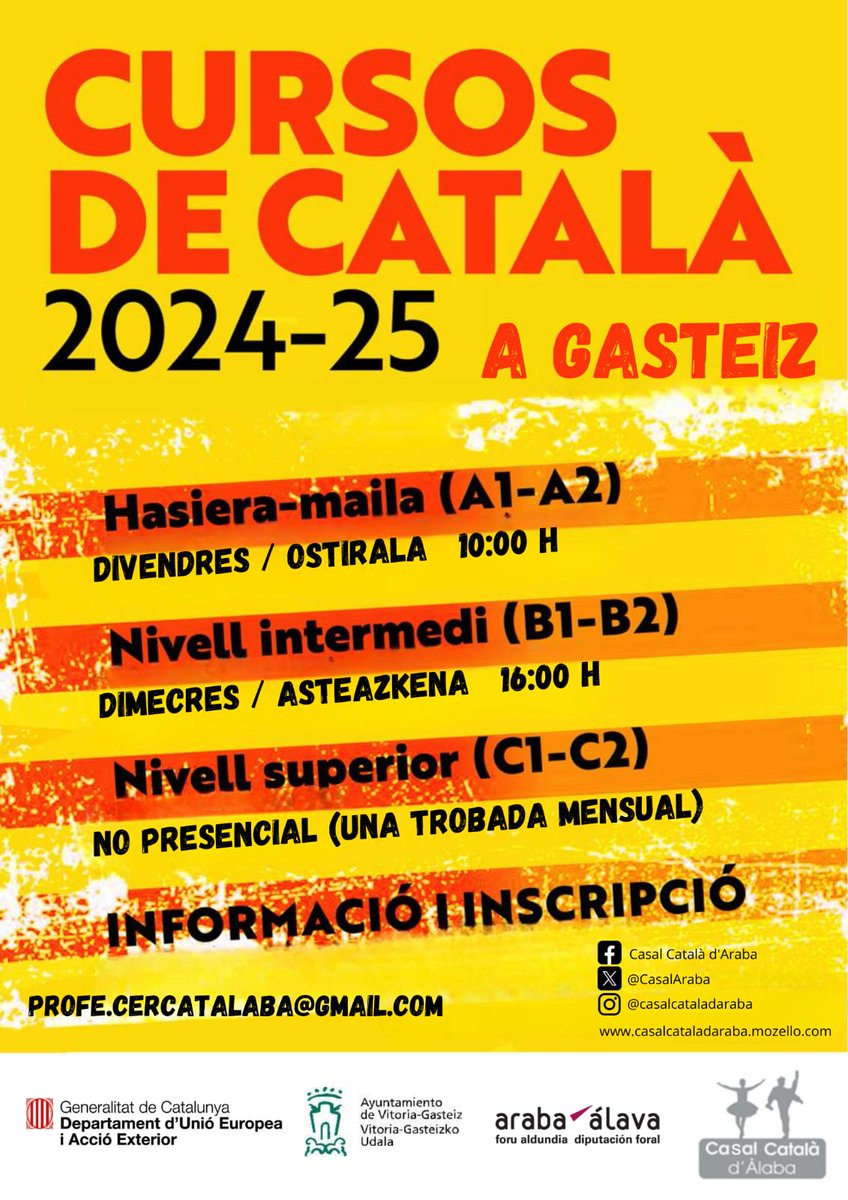 Gogoratu, katalana ikasi nahi baduzu, Gasteizen badituzu aukerak!

🙌🤩