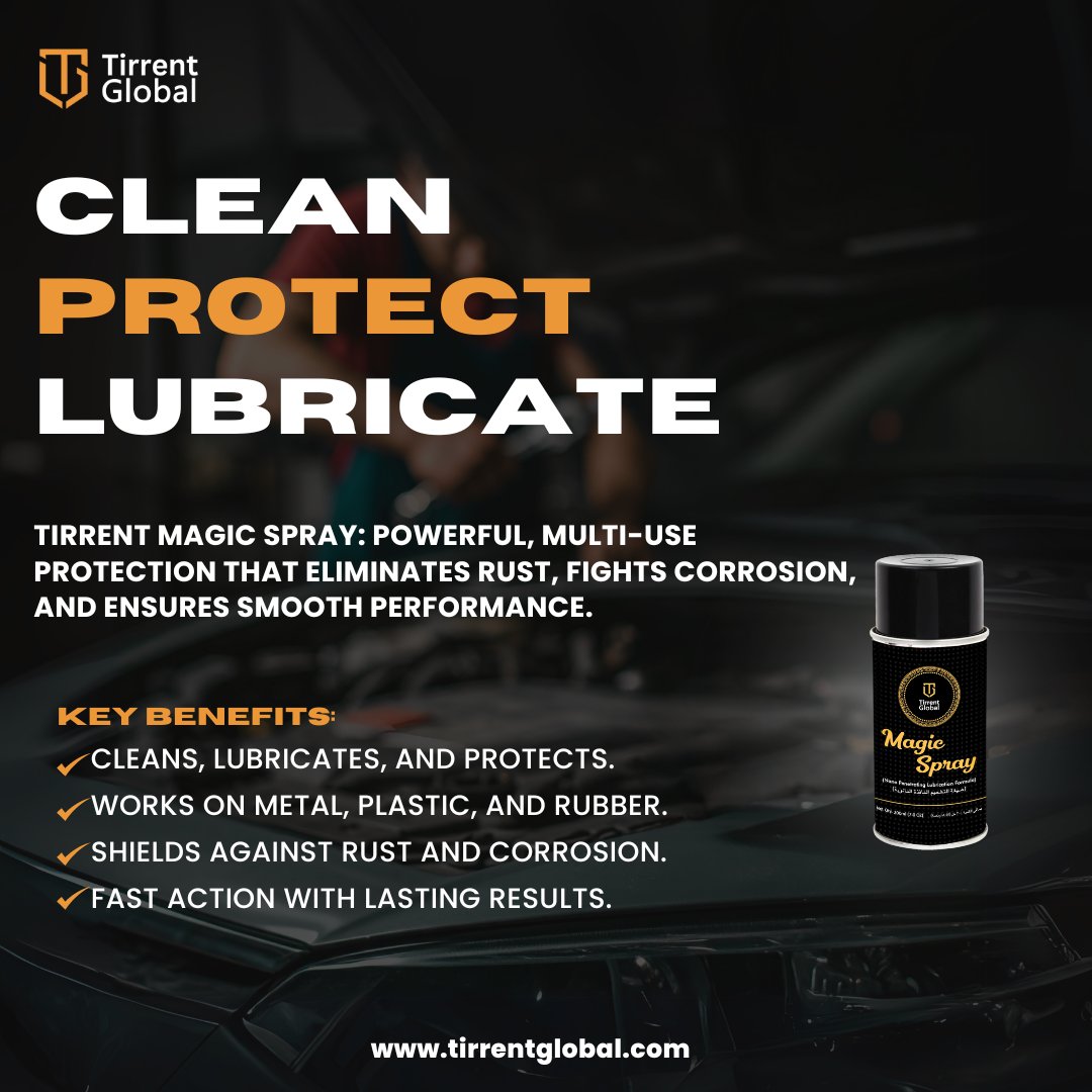 tirrentglobal's tweet photo. Tirrent Global: A versatile, multi-purpose lubricant and cleaning solution that protects against rust, corrosion, and wear.
website - https://t.co/cWKByrET2u
#tirrentbooster #revupyourengine #carlubricants #enhanceperformance #frictioncontrol #worldofcars #tirrentbooster https://t.co/j0ESjbWdOE