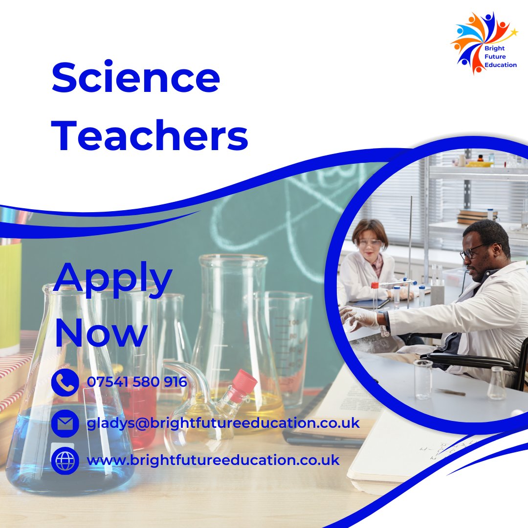 BrightFutureed's tweet photo. #Scienceteachers join #BrightFutureEducation now for #supplycover or register for full time roles! Call 07541 580 916 or email gladys@brightfutureeducation.co.uk. Latest vacancies 👇https://t.co/RlPfYouLNz
#teachingopportunitiesuk #teachingopportunities  #supplyteaching https://t.co/Ez7tKgHsp7