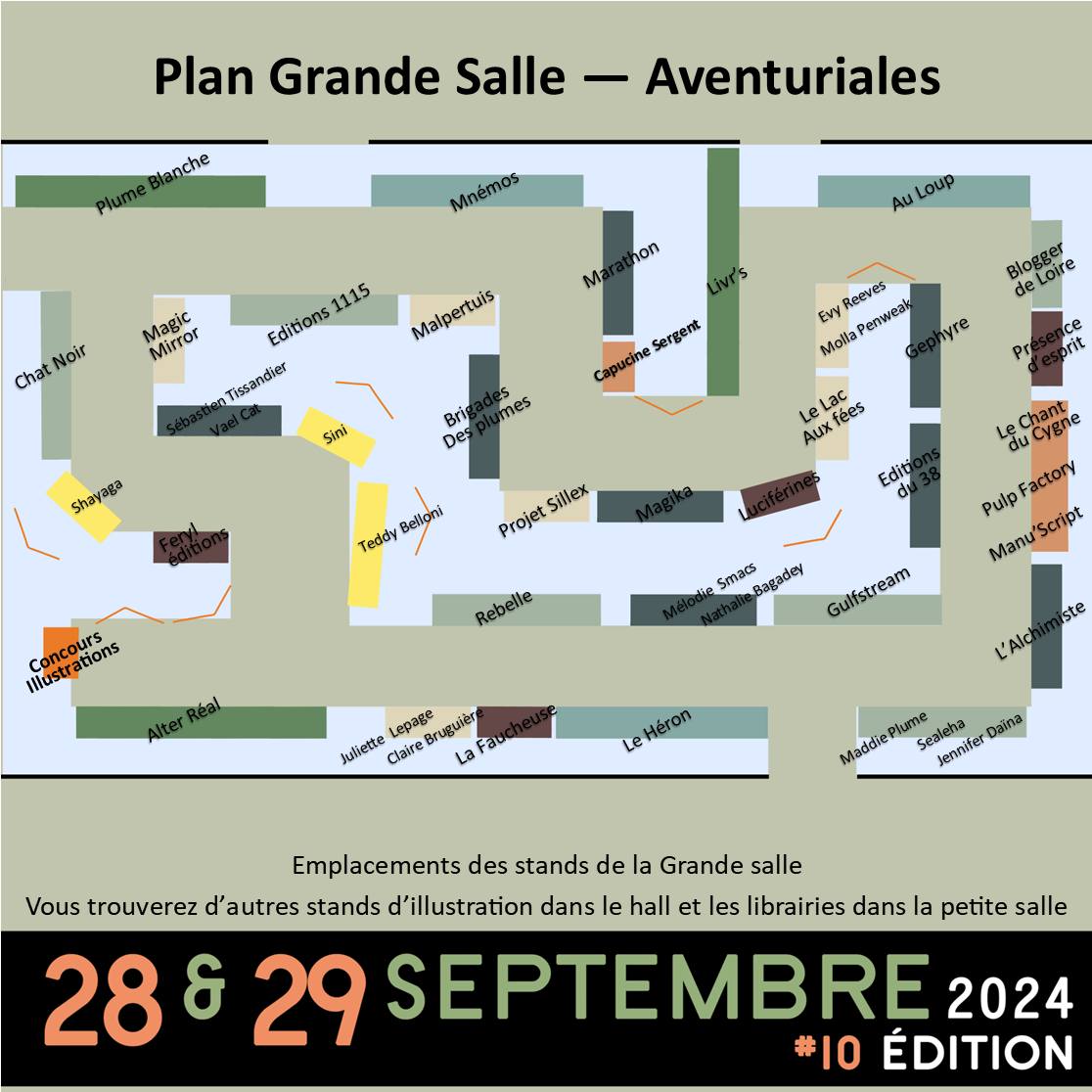 Dernier salon de septembre, un incontournable, "Les Aventuriales" !
Dédicaces :
🍂 Céline Saint-Charle
🍂 Emilie Ansciaux
🍂 Laura Weerens
🍂 Gilles Debouverie
🍂 S.A.William
🍂 Gabriel Queste
🍂 Tony Rochon
🍂 Mina Jacobson
Alors, on vous y verra ?