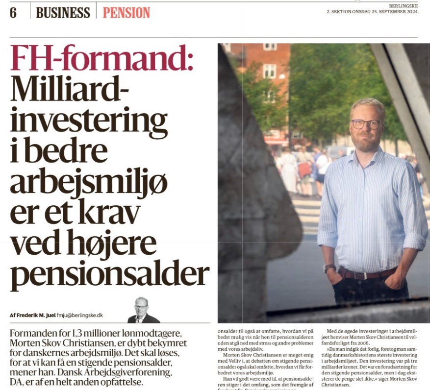 Fagbevægelsens Hovedorganisation (@fh_danmark) on Twitter photo Hvis vi skal gå på pension senere, er det helt essentielt, at vi investerer i godt arbejdsmiljø. Det er hovedbudskabet fra <a href="/MortenSkov82/">Morten Skov</a> i dagens <a href="/berlingske/">Berlingske</a> #arbejde #dkpol Hvis vi skal gå på pension senere, er det helt essentielt, at vi investerer i godt arbejdsmiljø. Det er hovedbudskabet fra <a href="/MortenSkov82/">Morten Skov</a> i dagens <a href="/berlingske/">Berlingske</a> #arbejde #dkpol