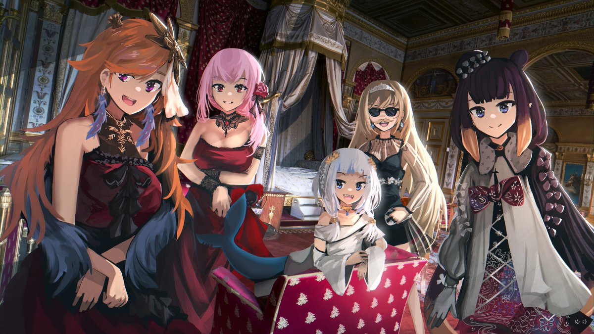 がうるぐら ,森美声 ,一伊那尓栖 ,小鳥遊キアラ ,ワトソン・アメリア 「」|advarcherのイラスト