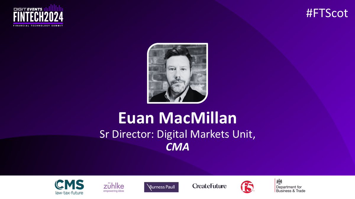 DIGIT (@digitfyi) on Twitter photo The penultimate keynote of session 1 is about to start, with the <a href="/CMAgovUK/">Competition & Markets Authority</a>'s Euan MacMillan presenting "Pro-competitive AI Regulation: The CMA’s Perspective."
#FTScot The penultimate keynote of session 1 is about to start, with the <a href="/CMAgovUK/">Competition & Markets Authority</a>'s Euan MacMillan presenting "Pro-competitive AI Regulation: The CMA’s Perspective."
#FTScot