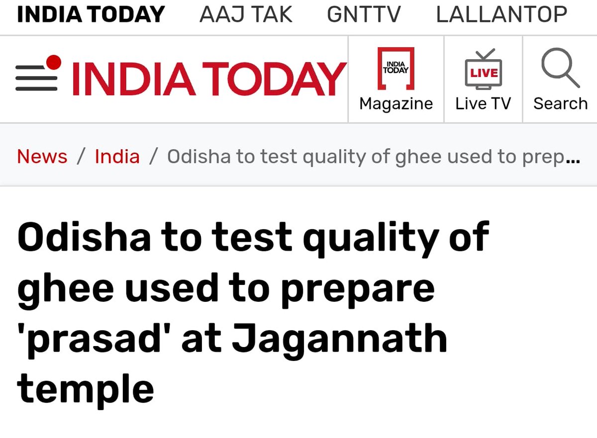 OfficialPreetiM's tweet photo. I've been raising concerns over the #SaveTheTemple issue, and I'm glad to see steps being taken to ensure our faith is cherished. Following the Tirupati prasad row over alleged animal fat in laddus, testing the quality of ghee for offerings at the Jagannath temple is a positive move. It's crucial to maintain the integrity of our sacred traditions.
#FaithMatters #Tirupati #Jagannath