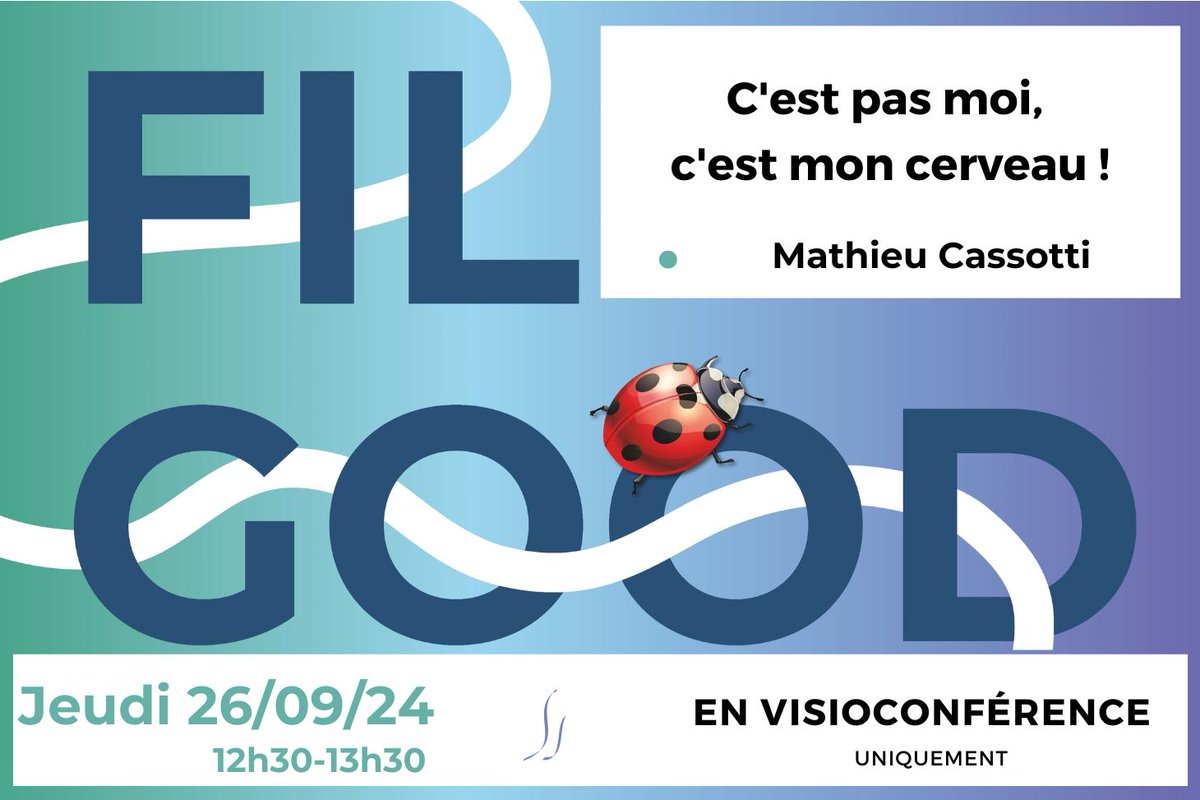 [Conférence #FilGood, saison 10 🐞] 
⌛️ [J-1] Avec Mathieu Cassoti du <a href="/lapsyde/">LaPsyDÉ</a> pour parler du fonctionnement cérébral des adolescents.
💬 C’est (pas) moi, c’est mon cerveau ! 
📍 En visioconférence uniquement
📆 Jeudi 26/09 à 12h30 
▶️ msh-alpes.fr/actualites/ces…