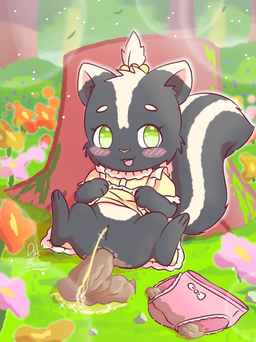 dinkbeeberry's tweet photo. [⚠️pooping💩 + peeing💦⚠️] that's a big messy accident but she is calm about it, probably enjoying it :p https://t.co/QxJnAIcmX6