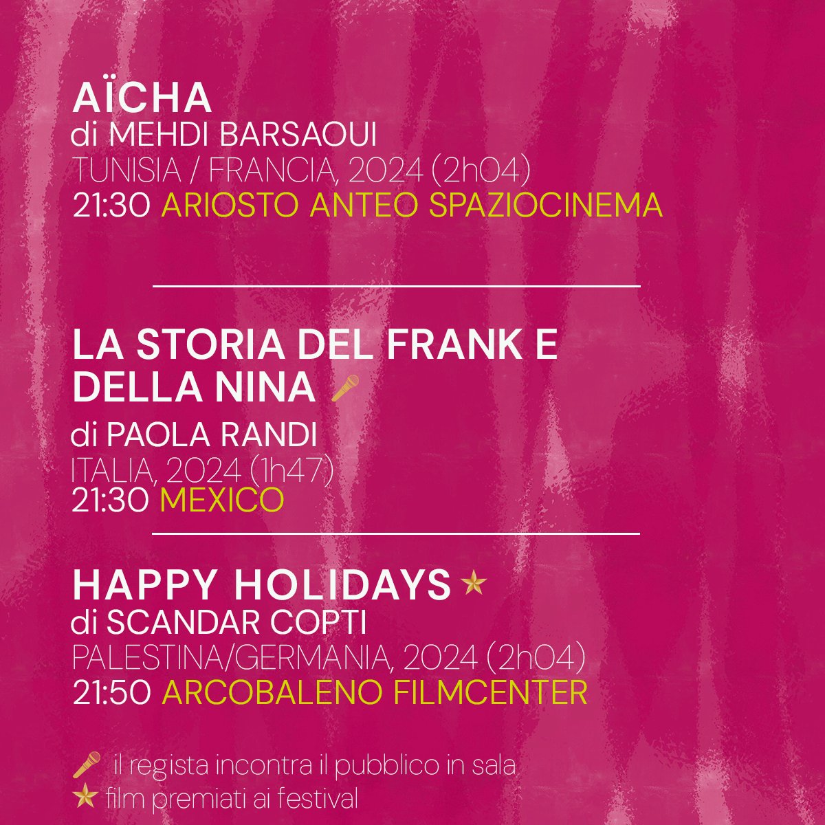 🗓️ Giorno 7: scorri per scoprire i titoli di mercoledì 25 settembre ➡️➡️