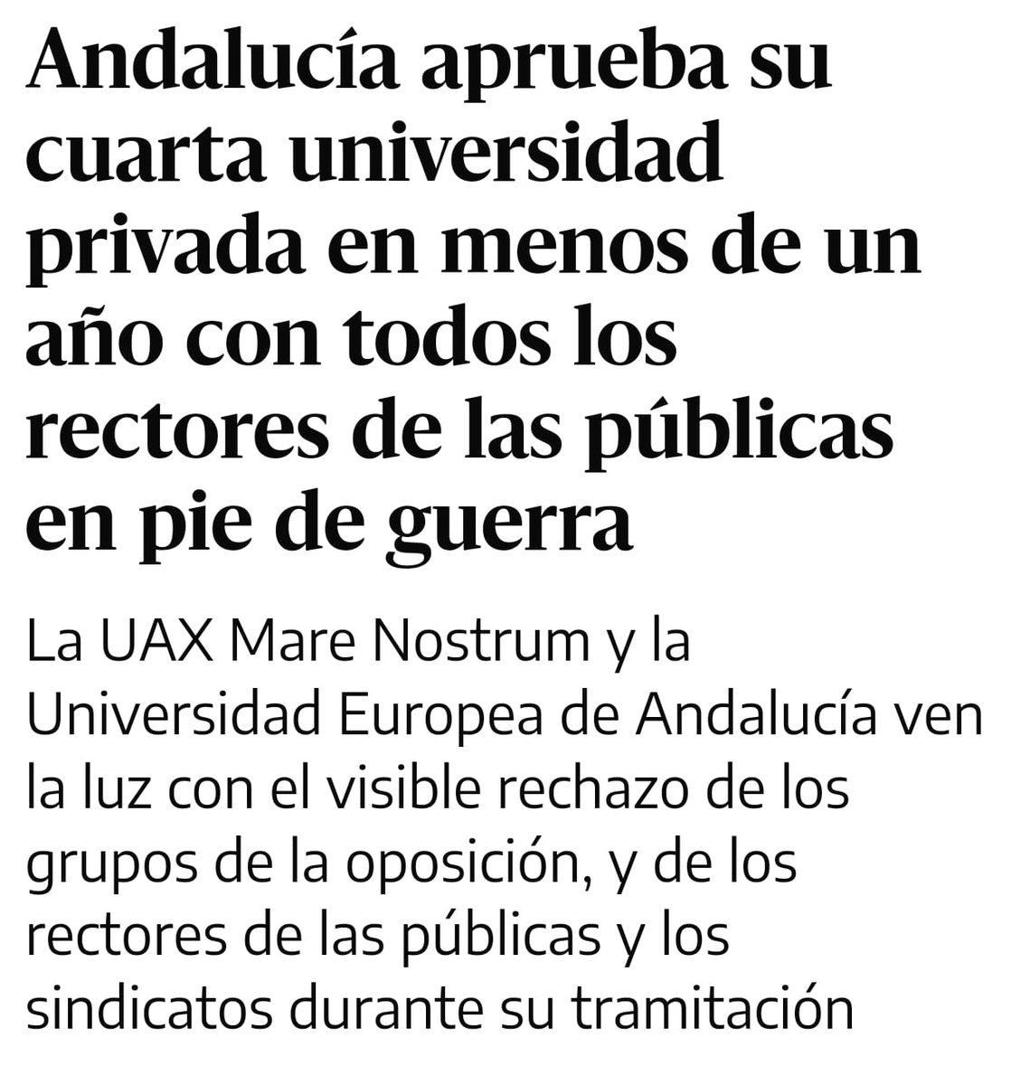 ✅ La universidad bonificada al 99% fue una medida socialista en Andalucía impulsada en 2017 y que ha beneficiado a miles de universitarios.

❌Frente a este alegato por la UNIVERSIDAD PÚBLICA, la política de Juanma Moreno ha sido abrir la puerta a universidades privadas de
