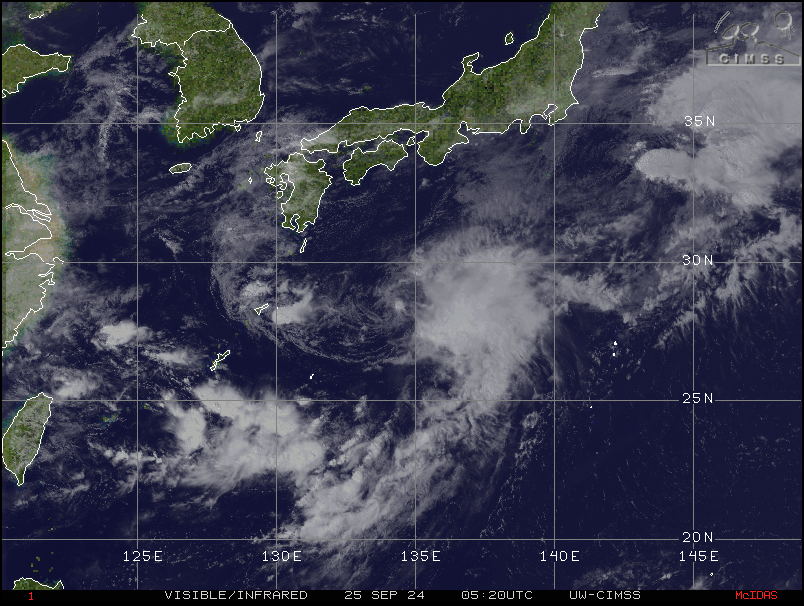 jnmet's tweet photo. TS #Cimaron has formed south of #Japan & will move very slowly over the next couple of days. The storm will brush southeast #Honshu with rain, some heavy, later Thursday & Friday, local time. https://t.co/LTmc4bi2EV