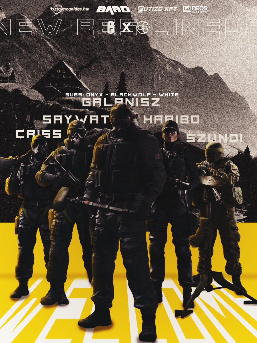 Békéscsabai E-sport Egyesület (@esport_bee) on Twitter photo Let the Winter Arc begin 🥶
Our <a href="/Rainbow6Game/">Rainbow Six Siege X</a> lineup is finalised 👇
🐝<a href="/HariboR6S/">Haribo a félelmetes</a> (BEE legend)
🐝<a href="/Criss_R6S/">Criss</a>
🐝<a href="/Luwnarr6/">Galanisz</a>
🐝<a href="/SayWatR6/">SayWat</a>
🐝<a href="/SzundiR6/">Szundi</a>
Subs:
🐞<a href="/BLevente1/">BlackWolf</a>
🐞<a href="/SuprOnyx/">Supronyx</a>
🐞<a href="/vilmos_bihari/">White</a>
We are playing two <a href="/HungarianEsport/">Hungarian National Esports Championship</a> games today 😈
#beesport 🐝 Let the Winter Arc begin 🥶
Our <a href="/Rainbow6Game/">Rainbow Six Siege X</a> lineup is finalised 👇
🐝<a href="/HariboR6S/">Haribo a félelmetes</a> (BEE legend)
🐝<a href="/Criss_R6S/">Criss</a>
🐝<a href="/Luwnarr6/">Galanisz</a>
🐝<a href="/SayWatR6/">SayWat</a>
🐝<a href="/SzundiR6/">Szundi</a>
Subs:
🐞<a href="/BLevente1/">BlackWolf</a>
🐞<a href="/SuprOnyx/">Supronyx</a>
🐞<a href="/vilmos_bihari/">White</a>
We are playing two <a href="/HungarianEsport/">Hungarian National Esports Championship</a> games today 😈
#beesport 🐝