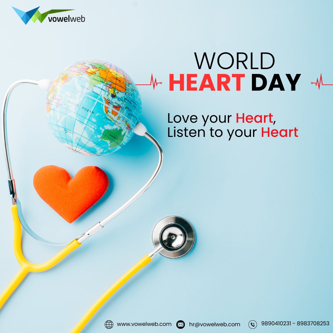 vowelweb's tweet photo. Every heartbeat counts! On this World Heart Day, let’s celebrate the strength of our hearts and prioritize our well-being.
.
.
.
.
.
.
#WorldHeartDay #HeartHealth #HealthyHeart #HeartAwareness #LoveYourHeart #HeartDisease #CardiovascularHealth #HeartSmart #Vowelwebllp https://t.co/FLvnYXywSq