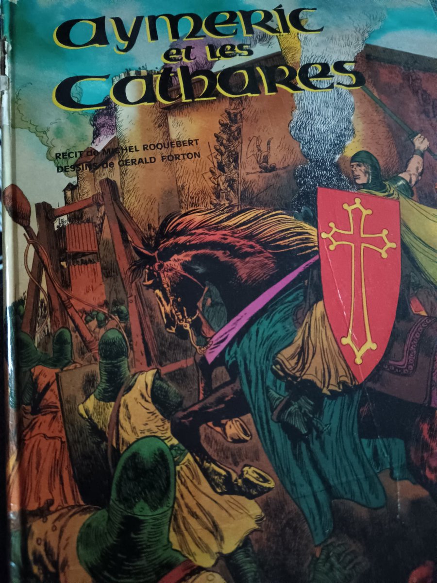Trouvée dans une boîte à livres, cette bd des années 70, témoin de la "renaissance", sur fond de régionalisme, des "Cathares" et non des Albigeois (sic). Croisade, sévices, nord contre le sud, une vraie page d'historiographie. #cathares #medievaltwitter #moyenage #medievalisme