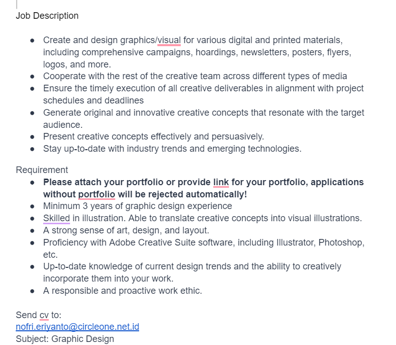 Nofrirynt's tweet photo. @hrdbacot @ezash buat yang tertarik bisa langsung send cv dan portfolio ke email yang ada di image ya, makasiii https://t.co/Edkvhamj6u