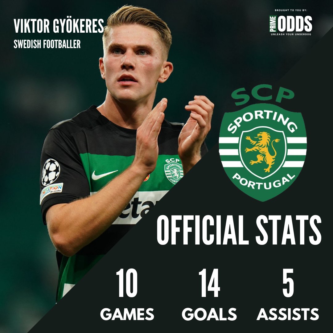 PrimeOdds4U's tweet photo. Looks like bro is on the Haaland diet.😭#Gyökeres #Goals #Assists #PremierLeague https://t.co/SVzGneDYKY