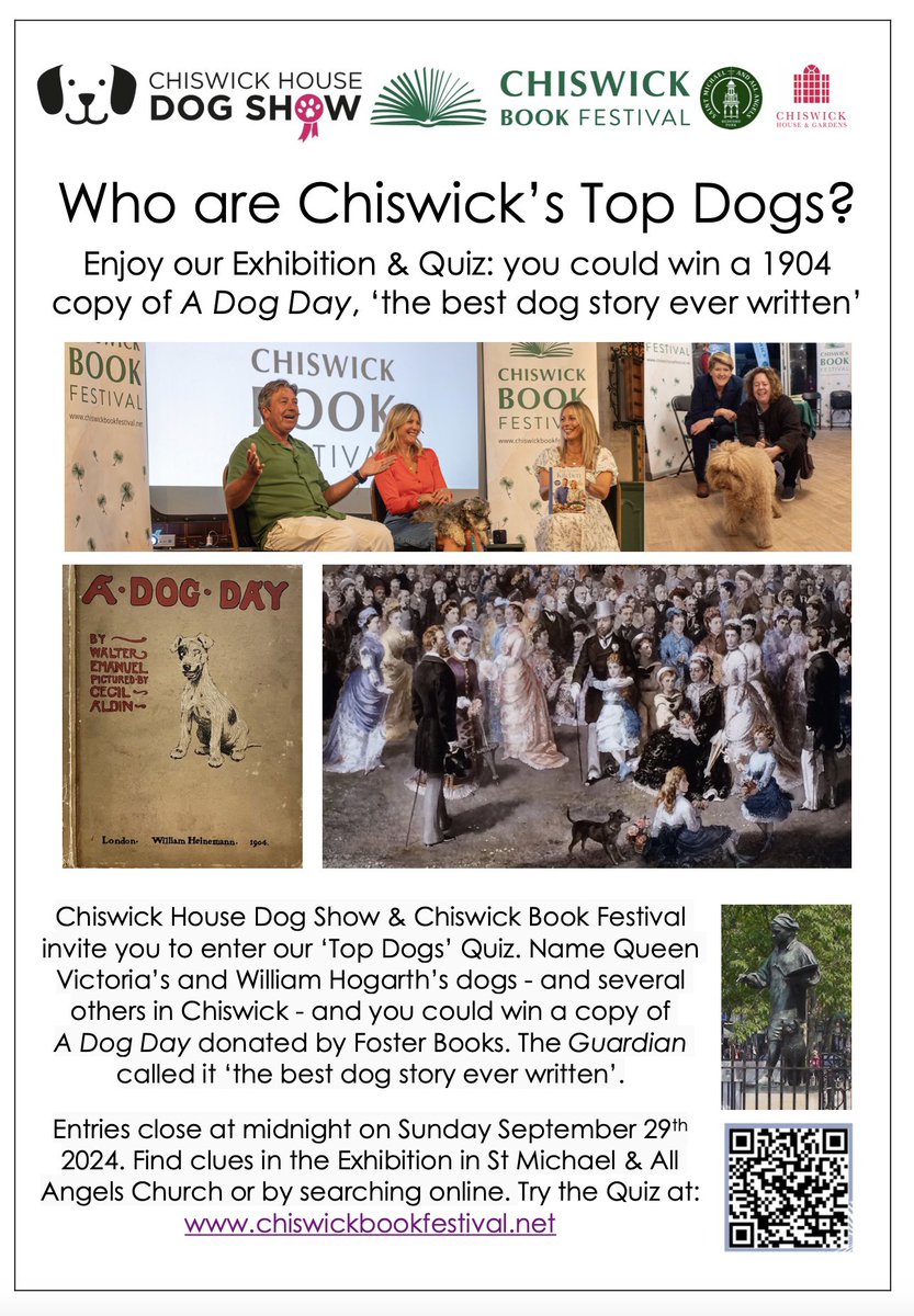 W4BookFest's tweet photo. Thanks to @fostersbookshop for donating the lovely #CecilAldin book for our ‘Chiswick’s Top Dogs’ Quiz + to supporters @ChiswickDogShow @Chiswick_House + #BownDesignAndBuild, sponsor of the Exhibition @StMichaelsW4 where you can find clues. Questions here: https://t.co/jGeOWvMMeL https://t.co/8dCuVKHLMg