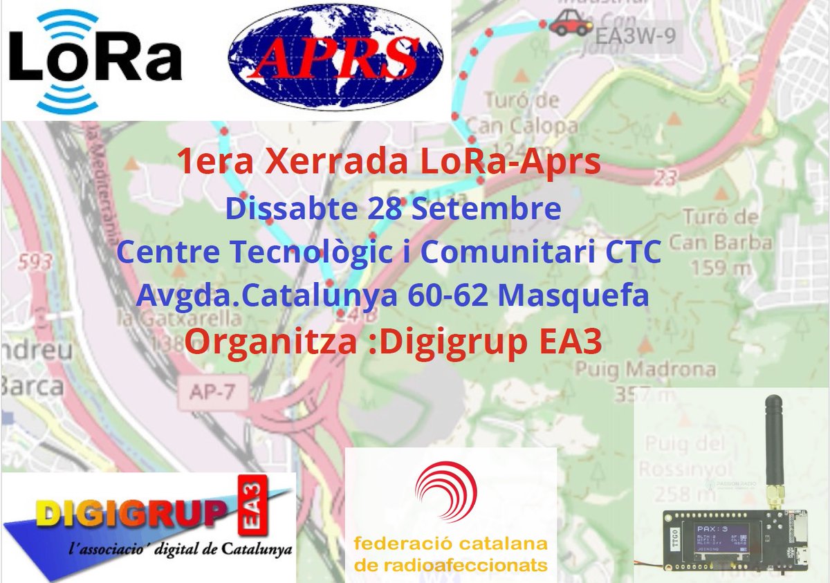 Primera Conferència LoRa a EA3, proper dissabte 28 de setembre al CTC de Masquefa, us hi esperem !